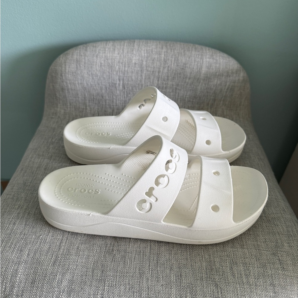 White Crocs Slide Sandals